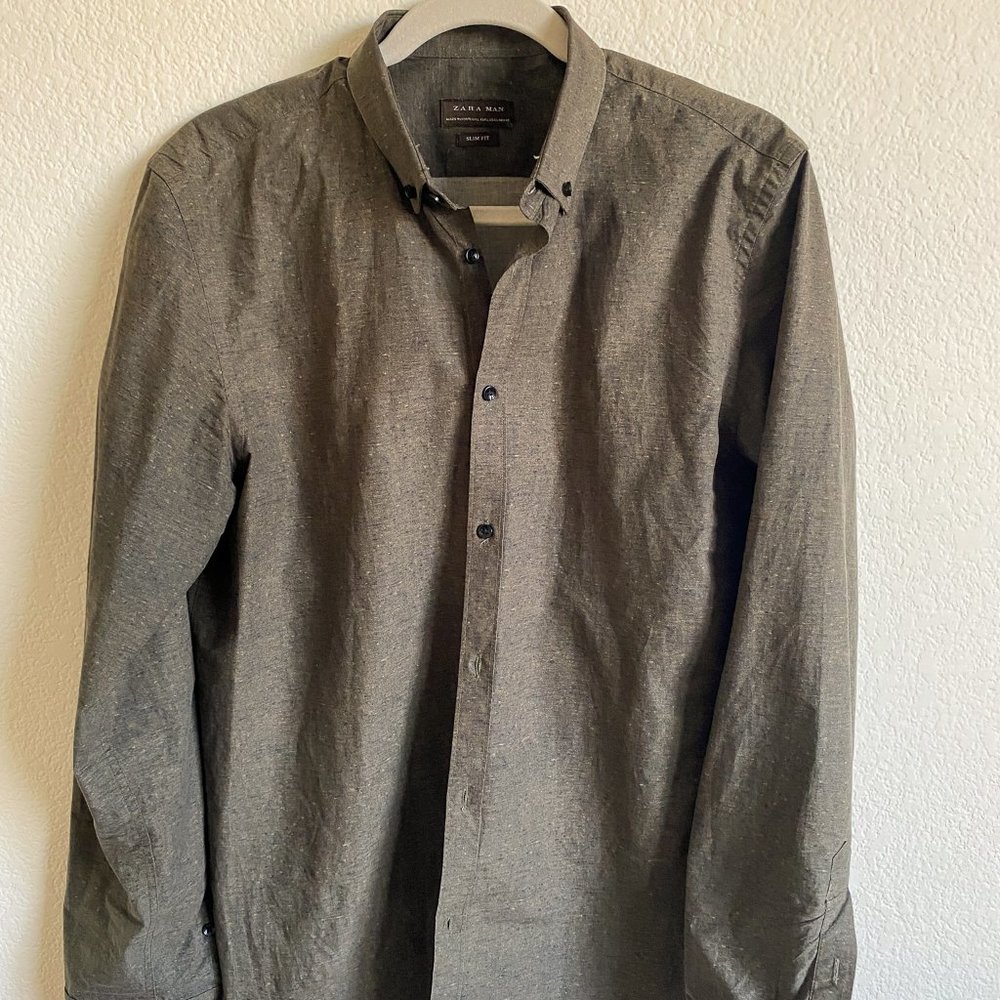 Zara Slim Fit Green Shirt USA L